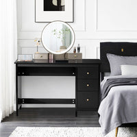 Scrivania per computer con 3 cassetti per casa studio ufficio, Tavolo per laptop con superficie spaziosa Nero-Scrivanie