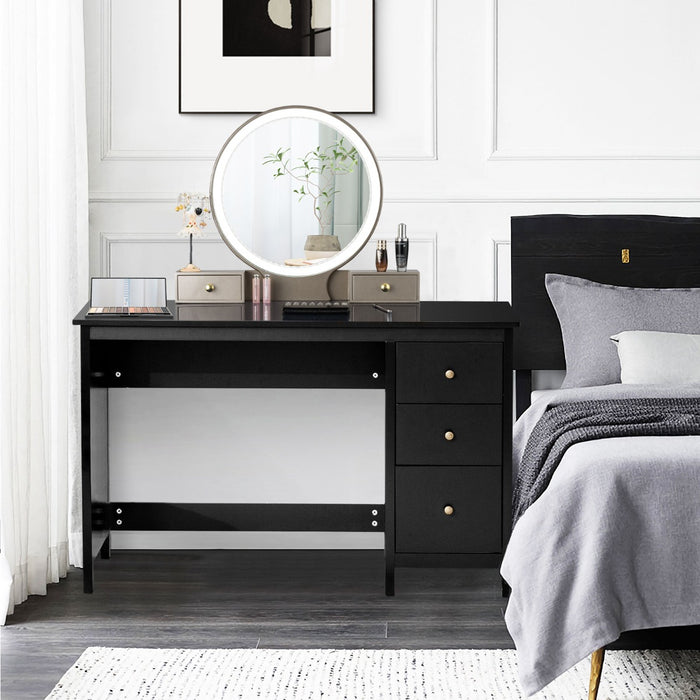 Scrivania per computer con 3 cassetti per casa studio ufficio, Tavolo per laptop con superficie spaziosa Nero-Scrivanie