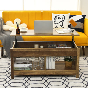 Tavolino da caff¨¨ con superficie estraibile, Tavolino da caff¨¨ moderno con parte sollevabile Naturale-Tavolini da salotto