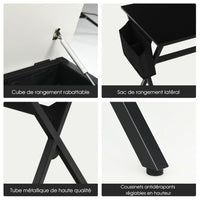 Scrivania per computer da ufficio Borsa portaoggetti laterale con cassetto cubico da 120 cm Postazione di lavoro moderna ed elegante per laptop Nero 20_0004834