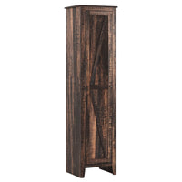 Armadio alto armadio autoportante-Torre di stoccaggio con quattro ripiani e porta singola Marrone