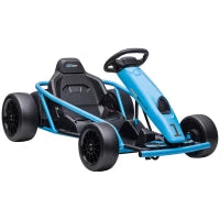 Go-Kart Elettrico per Bambini 8-12 Anni con Schienale Alto e Cintura di Sicurezza, 115x77x54 cm, Blu e Nero