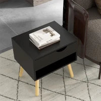 Set di 2 comodini comò con cassetti gambe in legno massiccio moderno 50 x 39 x 51 cm nero e legno naturale