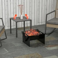 Braciere da Giardino in Acciaio Quadrato con Maniglie, 50x45x30cm, Nero