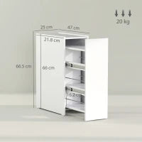 Mobiletto Bagno Salvaspazio a 3 Livelli con Binari Scorrevoli, in Legno, 47x25x66.5 cm, Bianco