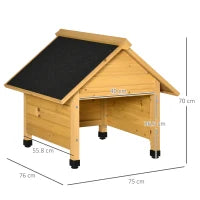 Casetta per Robot Tagliaerba in Legno con Piedini Rialzati Tetto Inclinato Impermeabile e anti-UV, Giallo, 75x76x70cm