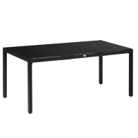 Tavolo da Giardino Rettangolare per 8 Persone in Alluminio e Vetro, 180x80x72cm, Nero
