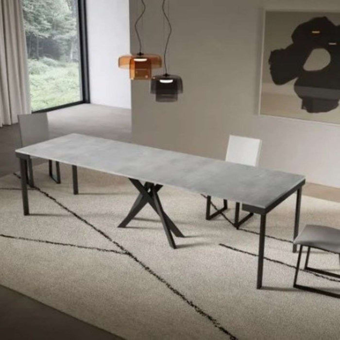 shopinnovativo- Consolle allungabile 90x40/300 cm Saki Evolution cemento gambe antracite