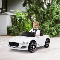 Macchina Elettrica per Bambini Bentley GT 6V, con Doppi Motori, Auto Elettrica per Bambini con Telecomando, Clacson, Suoni, Fari e 2 Portiere Apribili, 2.5-5 km/h, per 3-5 Anni, Bianco