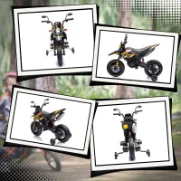Moto per Bambini 12V con Ruote di Supporto, Luci LED, Musica, USB, Moto Elettrica per Ragazzi e Ragazze, Giallo