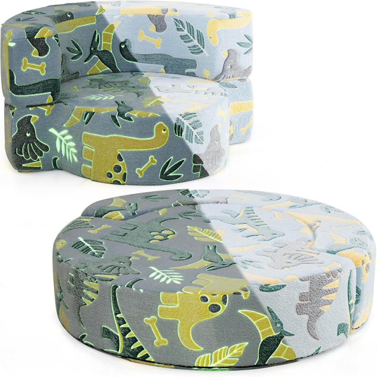 Divano pile per bambini con rivestimento flanella, Spugna morbida e copertura lavabile  Blu-Divani per bimbi