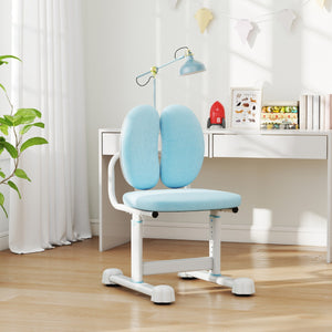 Sedia per studiare con doppio supporto lombare e altezza regolabile, Sedia da compiti imbottita per casa e scuola Blu-Tavoli e sedie