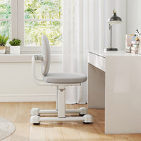 Sedia per studiare con doppio supporto lombare e altezza regolabile, Sedia da compiti imbottita per casa e scuola Grigio-Tavoli e sedie