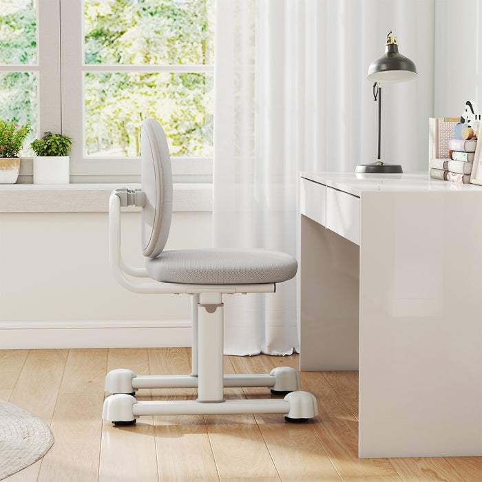 Sedia per studiare con doppio supporto lombare e altezza regolabile, Sedia da compiti imbottita per casa e scuola Grigio-Tavoli e sedie