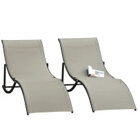Set 2 Sdraio da Giardino Pieghevoli, Lettino Prendisole in Alluminio e Textilene, 61x165x63cm
