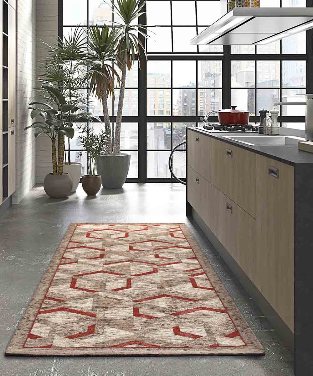 Tappeto HYPNOTIC marrone arancione moderno geometrico multiuso lavabile antiscivolo cm.55x190 passatoia