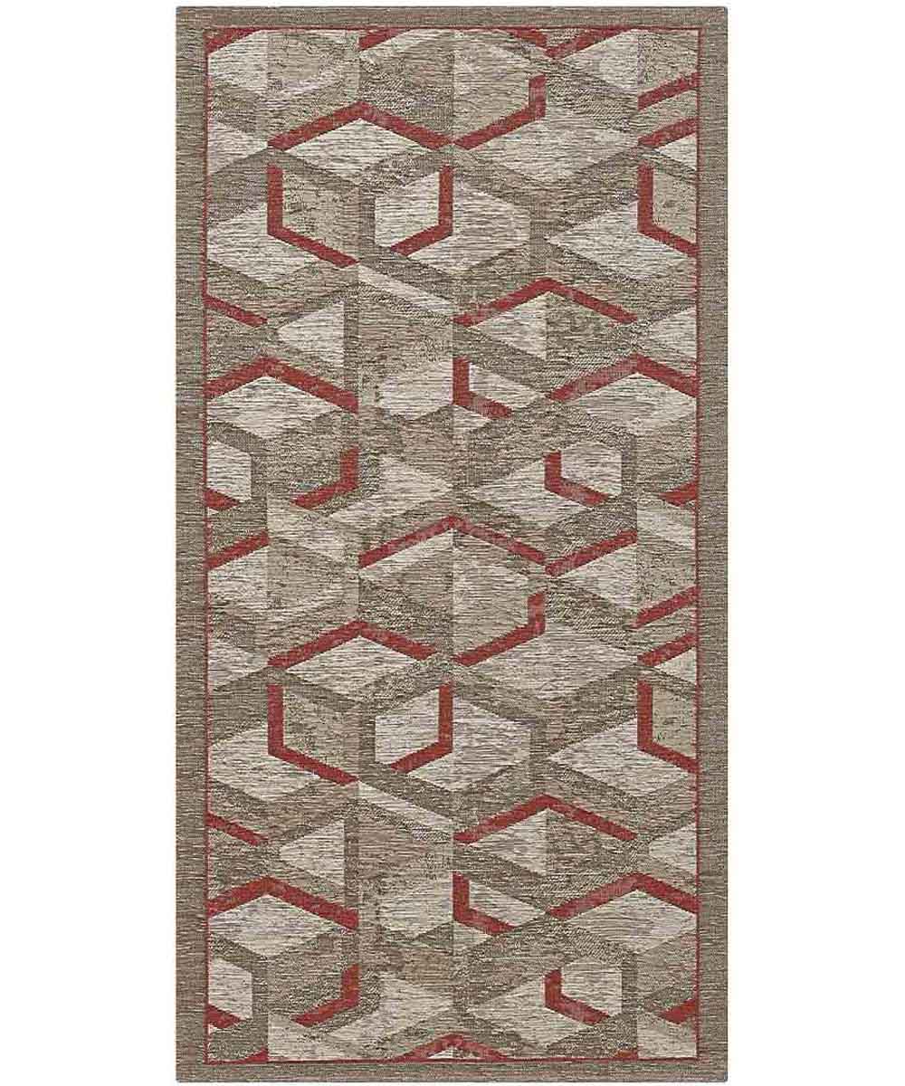 Tappeto HYPNOTIC marrone arancione moderno geometrico multiuso lavabile antiscivolo cm.55x140 passatoia