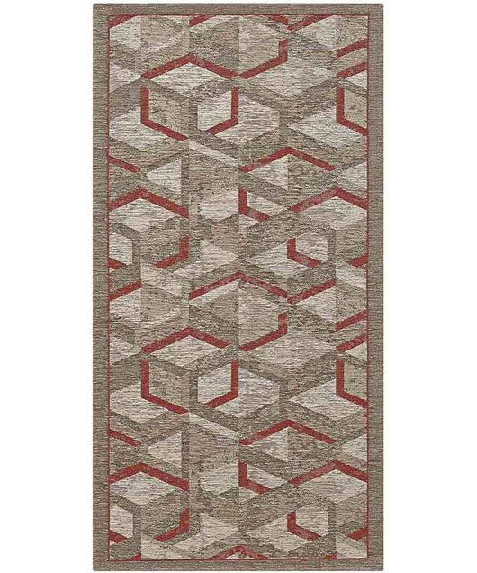 Tappeto HYPNOTIC marrone arancione moderno geometrico multiuso lavabile antiscivolo cm.55x140 passatoia