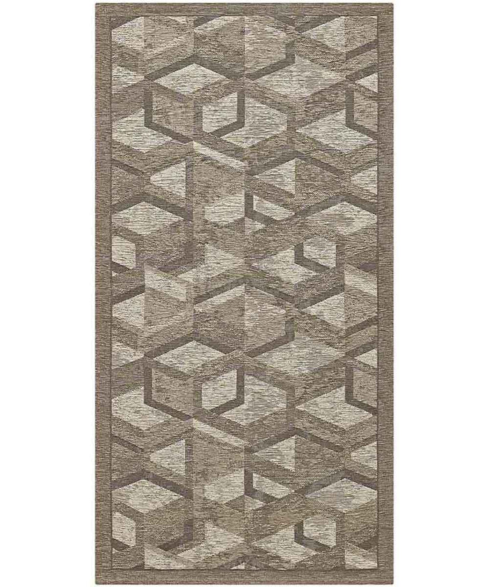 Tappeto HYPNOTIC marrone fango moderno geometrico multiuso lavabile antiscivolo cm.55x115 passatoia