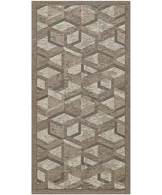 Tappeto HYPNOTIC marrone fango moderno geometrico multiuso lavabile antiscivolo cm.55x190 passatoia