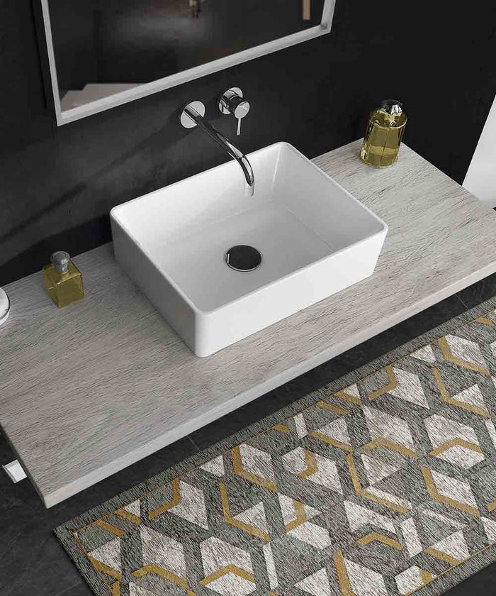 Tappeto HYPNOTIC grigio oro moderno geometrico multiuso lavabile antiscivolo cm.55x190 passatoia