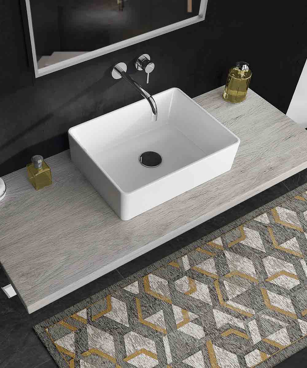 Tappeto HYPNOTIC grigio oro moderno geometrico multiuso lavabile antiscivolo cm.55x140 passatoia