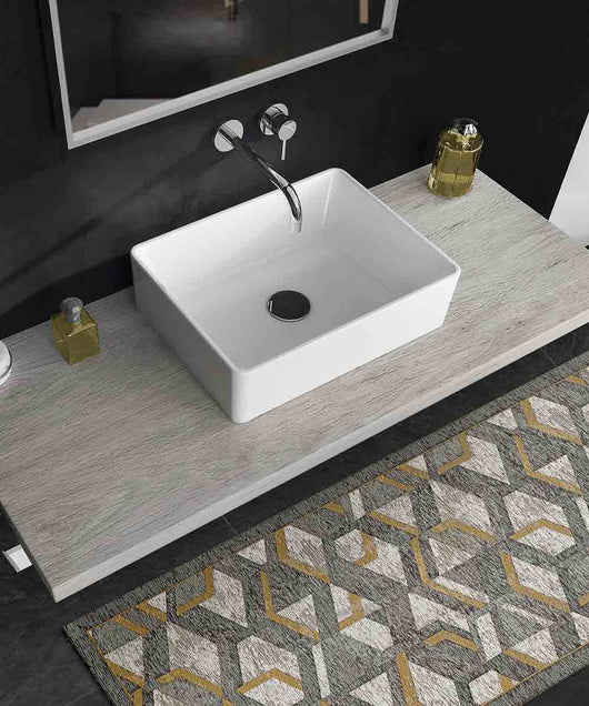 Tappeto HYPNOTIC grigio oro moderno geometrico multiuso lavabile antiscivolo cm.55x240 passatoia