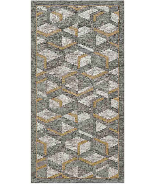 Tappeto HYPNOTIC grigio oro moderno geometrico multiuso lavabile antiscivolo cm.55x140 passatoia