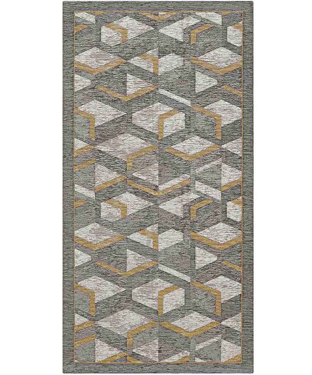 Tappeto HYPNOTIC grigio oro moderno geometrico multiuso lavabile antiscivolo cm.55x280 passatoia