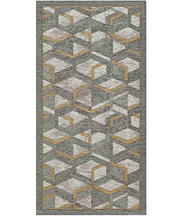 Tappeto HYPNOTIC grigio oro moderno geometrico multiuso lavabile antiscivolo cm.55x280 passatoia