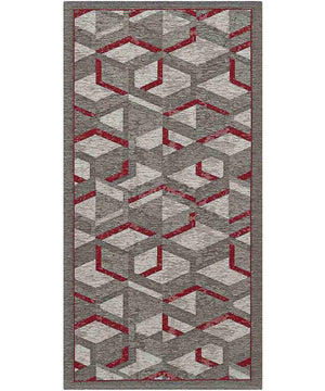 Tappeto HYPNOTIC grigio rosso moderno geometrico multiuso lavabile antiscivolo cm.55x80