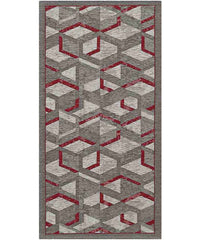 Tappeto HYPNOTIC grigio rosso moderno geometrico multiuso lavabile antiscivolo cm.55x115 passatoia