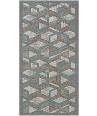 Tappeto HYPNOTIC grigio azzurro moderno geometrico multiuso lavabile antiscivolo cm.55x140 passatoia