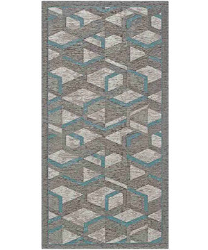 Tappeto HYPNOTIC grigio azzurro moderno geometrico multiuso lavabile antiscivolo cm.55x190 passatoia