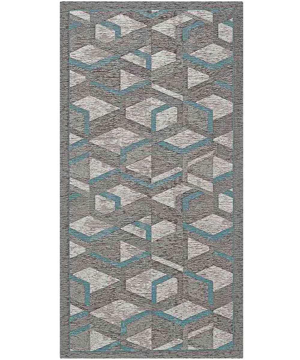 Tappeto HYPNOTIC grigio azzurro moderno geometrico multiuso lavabile antiscivolo cm.55x80