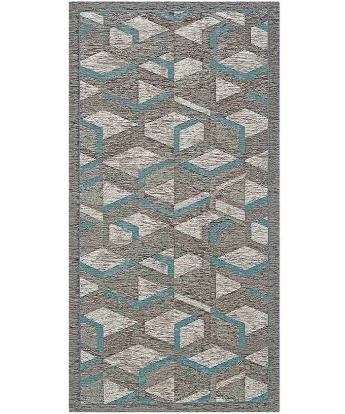 Tappeto HYPNOTIC grigio azzurro moderno geometrico multiuso lavabile antiscivolo cm.55x80