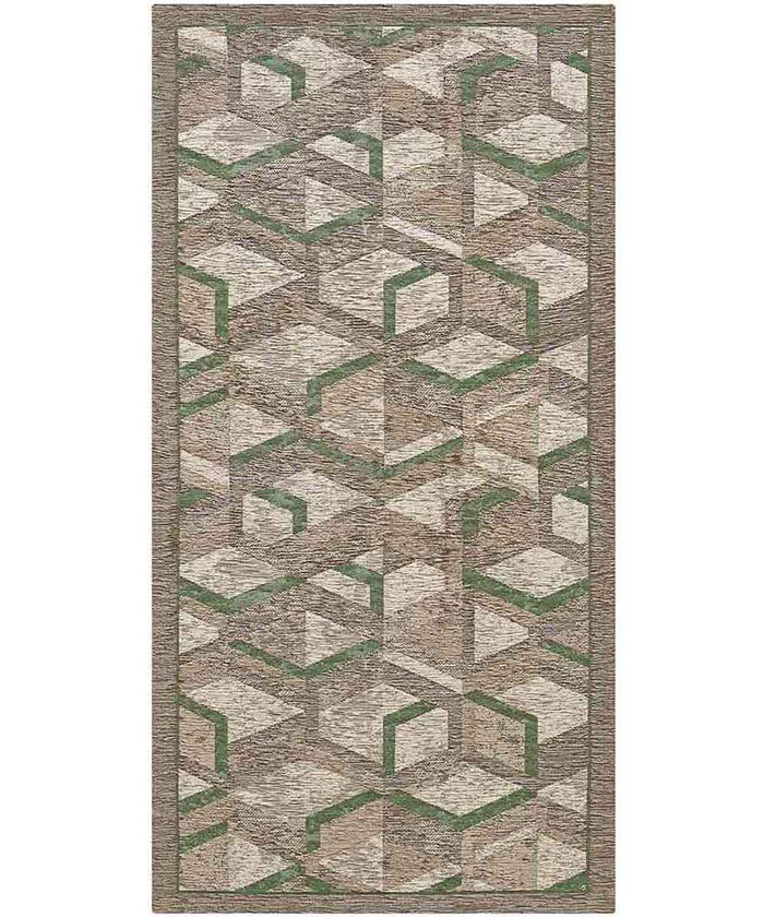 Tappeto HYPNOTIC marrone verde moderno geometrico multiuso lavabile antiscivolo cm.55x140 passatoia