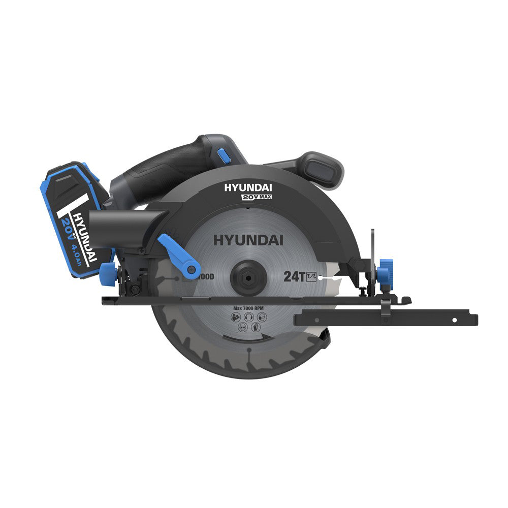 SEGA CIRCOLARE A BATTERIA A MANO 20V TAGLIO 190mm LAMA 24 DENTI CS20X-190 HYUNDAI