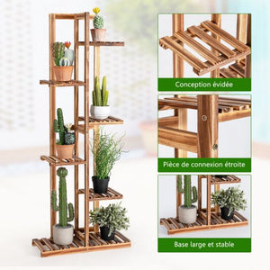 Scaffale per Fiori in Bambù 6 Ripiani Autoportante 7 Vasi con Dispositivo Antiribaltamento Interni Esterni Marrone 20_0009731