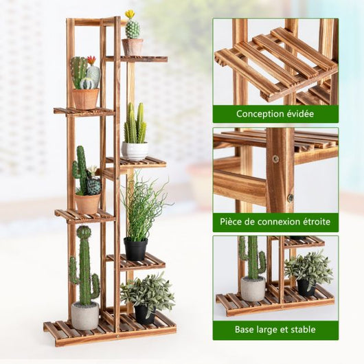 Scaffale per Fiori in Bambù 6 Ripiani Autoportante 7 Vasi con Dispositivo Antiribaltamento Interni Esterni Marrone 20_0009731