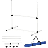 Set di 4 Ostacoli Agility Dog per Addestramento Cani con Sacca di Trasporto, Altezza delle Barre Orizzontali Regolabili, 99x65x94cm