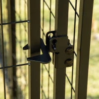 Recinto per Cani da Esterno con Serratura, 2 Ciotole Girevoli e Copertura Rimovibile, Nero e Rosso