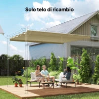 Copertura per Gazebo Pergola 4x3 m in Poliestere Traspirante Beige con 10 Fori di Drenaggio