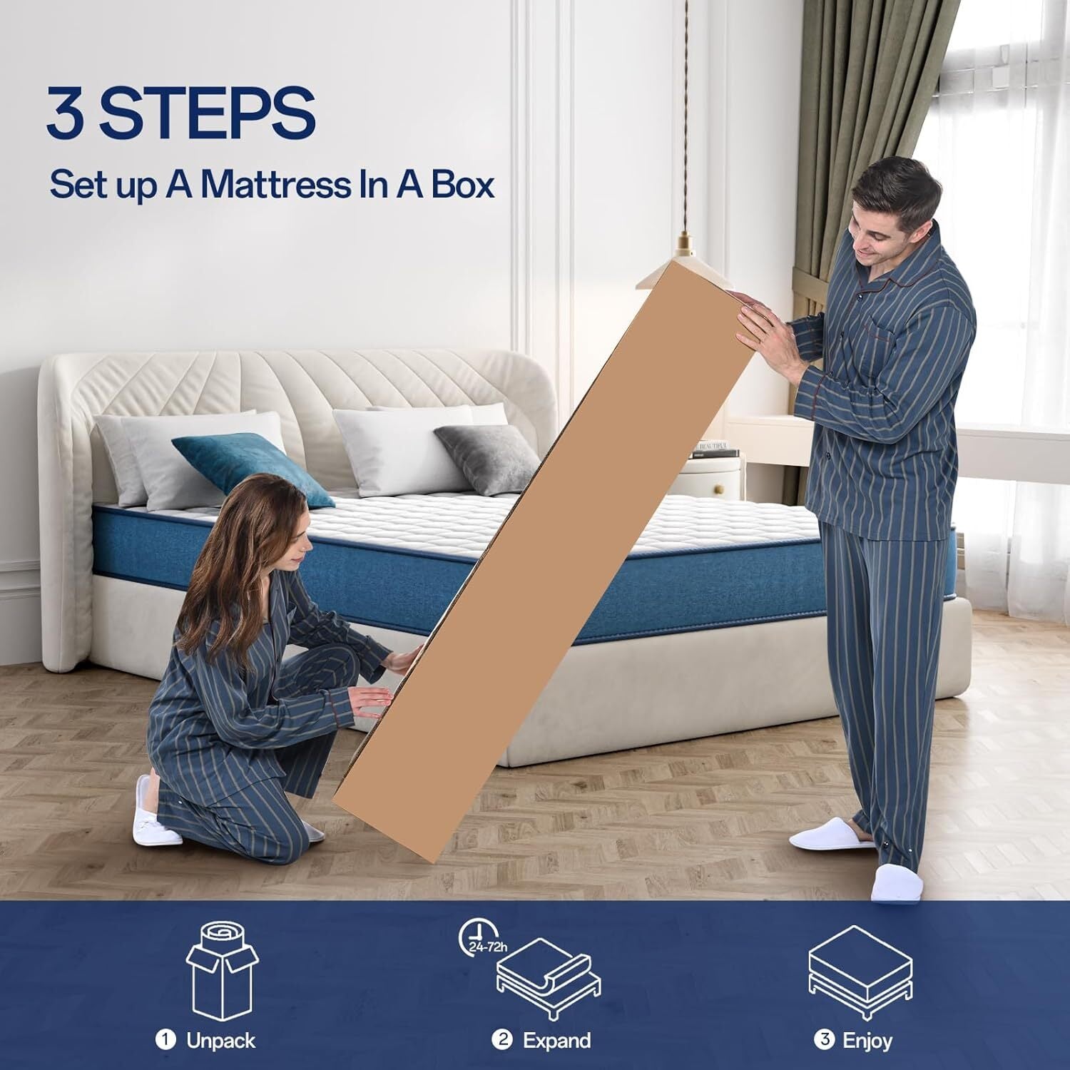 Materassi a molle 140x200 - RATTANTREE - Materassi Memory Foam Altezza 20.5 cm - Materasso Ortopedico a 9 Zone