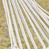 Amaca da Giardino Sospesa in Tela con Frange Stile Boho, 288x150 cm, Capacità 120 kg, Crema