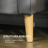 Divano 3 Posti Moderno in Tessuto Grigio con Vano Contenitore e Design Scandinavo, Grigio, 166.5x62x82cm