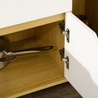 Mobiletto per Microonde con Ripiano Aperto, Armadietti e Cassetto, 90x40x98.5cm Bianco e Legno