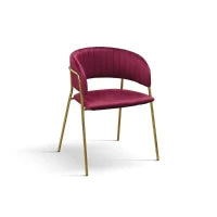 PAZZO DESIGN Sedia Penelope Bordeaux set da 2 sedie in velluto e gambe in metallo