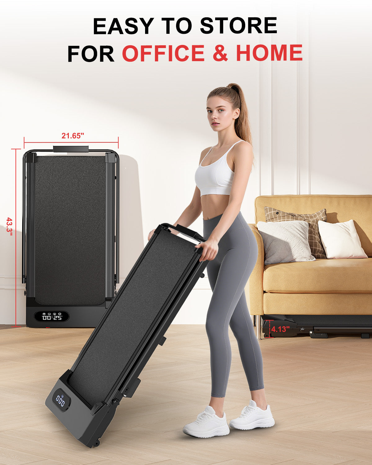 Tapis Roulant Elettrico Pieghevole 1-8 km/h - RATTANTREE - con Inclinazione, Display a LED, Supporto per App e Tablet - Portante 145kg - Nero