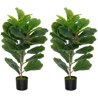 Set di 2 piante artificiali per interni alte 80 cm con vaso in plastica, Verde